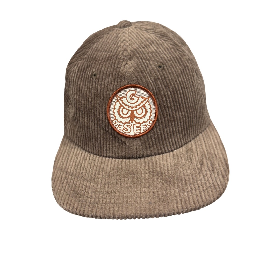 AS Colour Baseball Cap Unisex OS Brown Excellent Corduroy Owl Patch Strapback